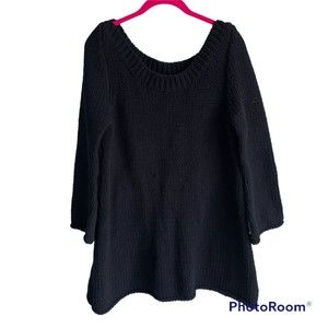 Soft Surroundings Black Cozy Oversized Thick Knit Seafarer Ladies Sweater, M